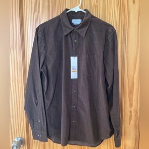 NWT Brown Corduroy Long Sleeve Calvin Klein Button Down Shirt, Small